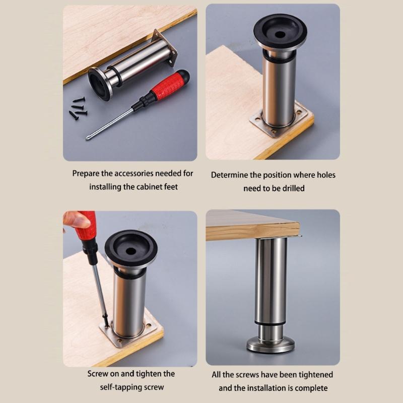  Round Adjustable Furniture Legs 15cm  Steel 250kg Load Capacity Not  Slip Base for Bed Sofa Table