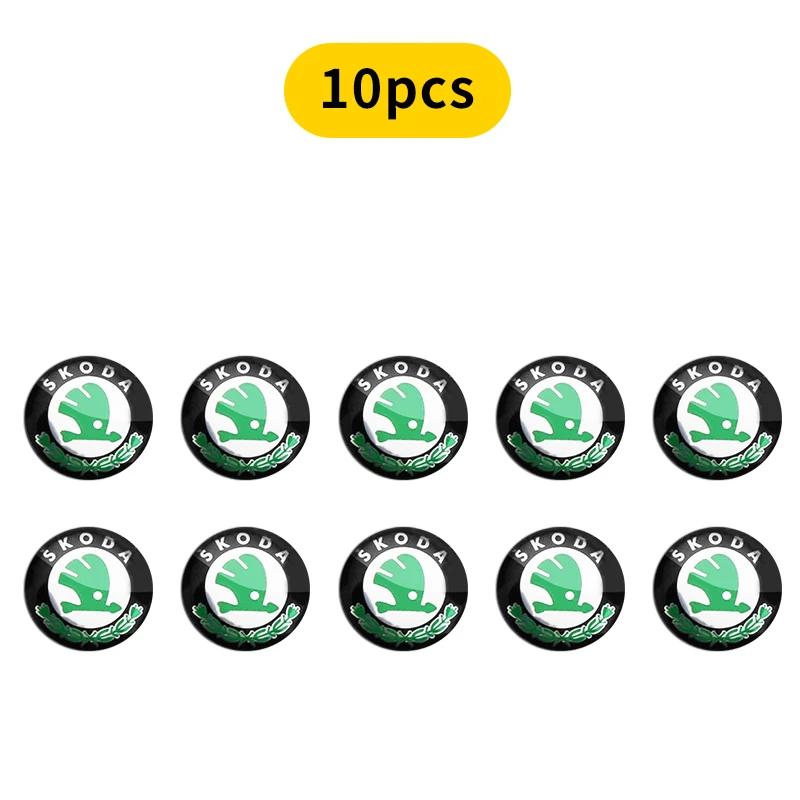 ONMS3 14mm Aluminum Car Remote Key Shell Emblem Sticker For Skoda Octavia A2 A5 A7 Fabia Rapid Karoq Superb Kodiaq Yeti RS Scala Kamiq