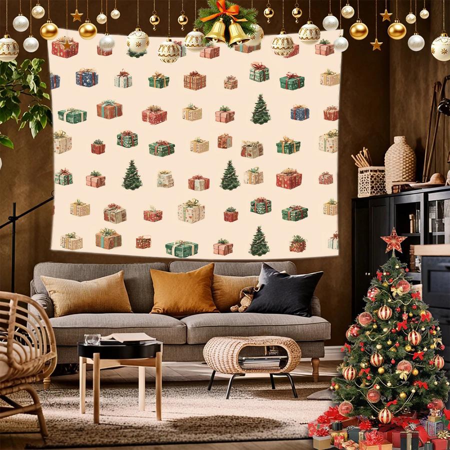

Christmas Gifts Tapestry Background Cloth Hanging Cloth Bedroom Bedside Decorative Wall Cloth Rental Dormitory Tapestry 74x94cm(29x37in)