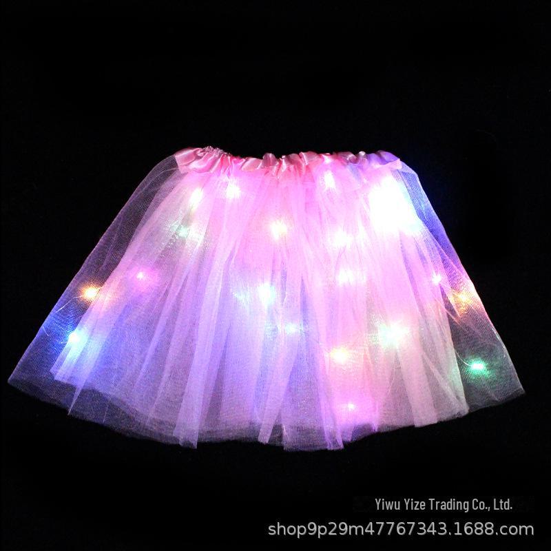 Children's Glow Angel Costume: Girl's Gauze Skirt with Flashing Wings and 20-Light Butterfly Design, 3-Piece Set.
