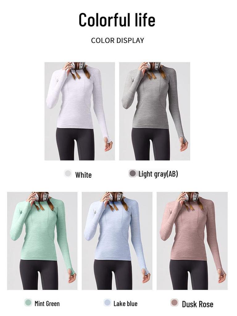 Lulu Women's Seamless Slim Fit Long Sleeve Yoga Top - Breathable, Quick-Drying Sportswear for Autumn & Winter Fitness.