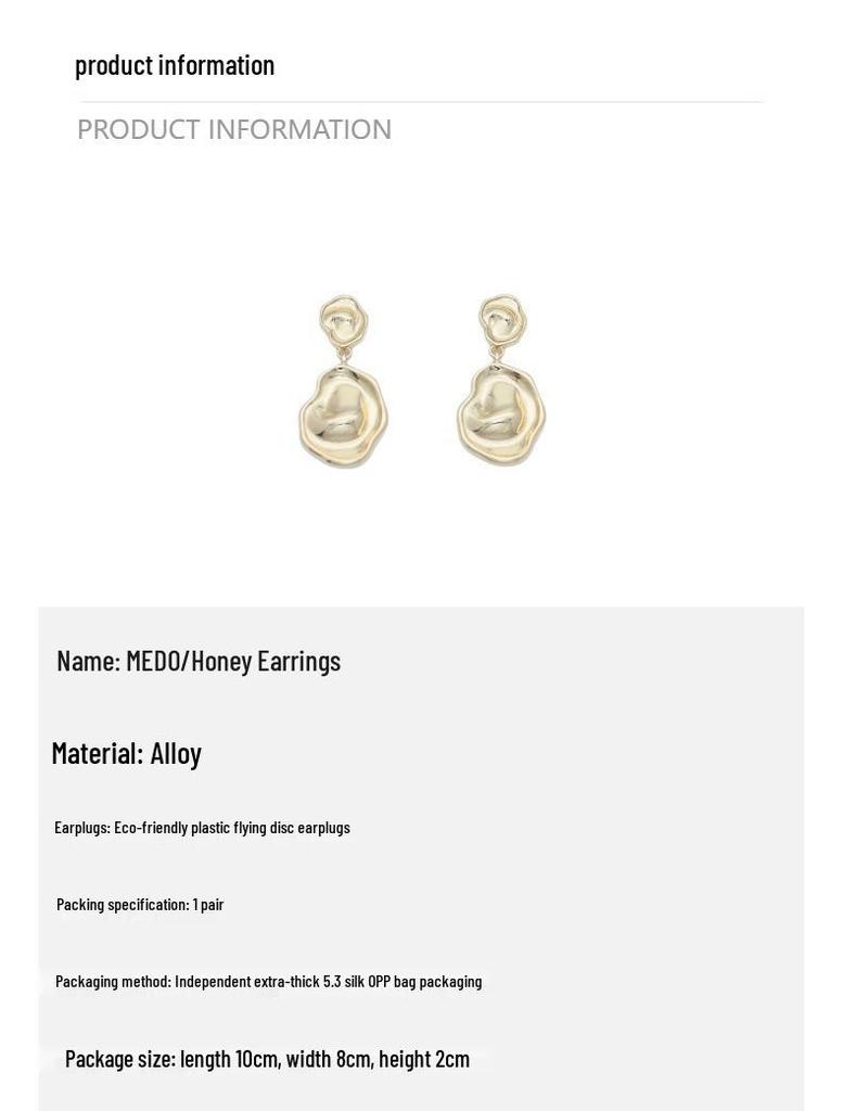 Geometric Irregular Concave-Convex Earrings: Simple, Fashionable Studs with S925 Silver Needle and Real Gold Color Retention