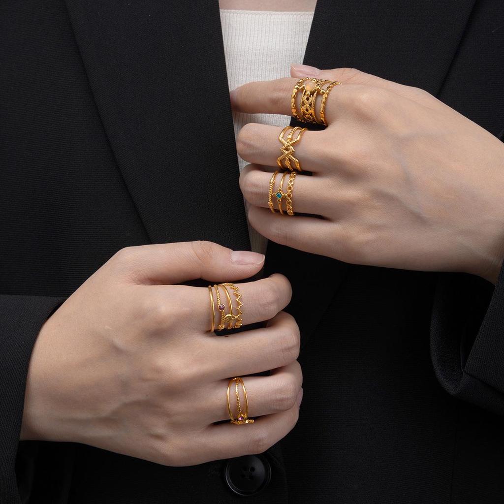 Versatile Zircon Inlaid Irregular Ring for Women - Exquisite Autumn/Winter Style