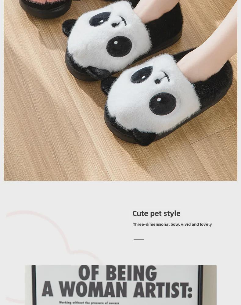 Women's Winter Panda Cotton Heeled Slippers - Cozy, Non-Slip, Plush Velvet for Warmth