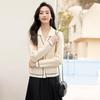 VICTORIA&VERA Women's Spring Faux Two-Piece Color-Block Lapel Knit Cardigan V8601W11