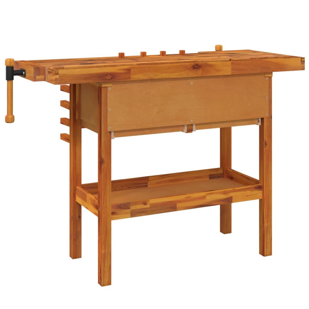 Vidaxl Banco da Lavoro con Cassetti e Morsa, 124x52x83 cm, Acero