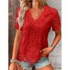 Arrivage Été Élégant Haut T-shirt Dentelle Manches Courtes Col en V
