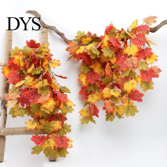 Decorazione Autunnale per la Casa, Ghirlande di Foglie d'Acero Artificiali, Ghirlanda Flessibile Realistica, Foglie di Seta Autunnali, Rattan Stagionale per Camino e Scala