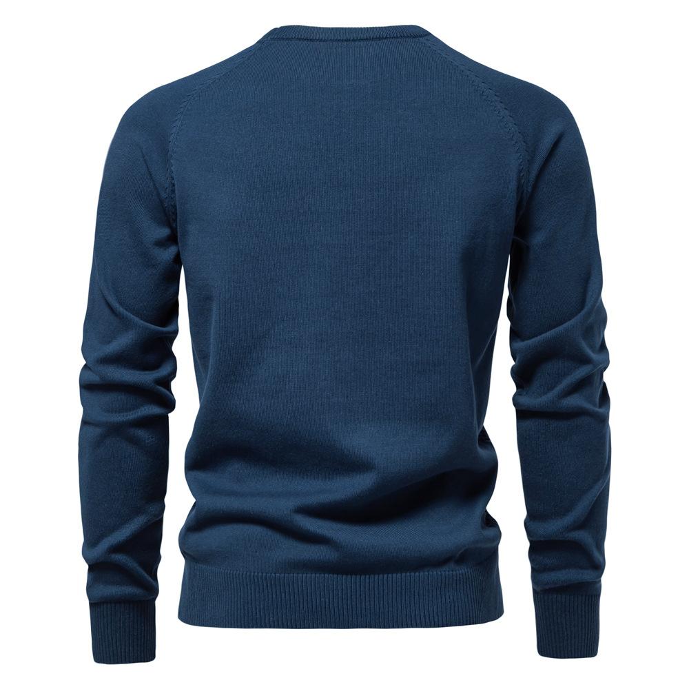 New Autumn and Winter Cotton Men's Sweaters Men's Sweater Pullover Solid Color Raglan Sleeve Sweater