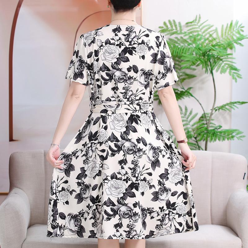 Nadměrná velikost 3XL-7XL Elegantní šaty pro ženy Oversize Ležérní Krátký rukáv Volné Vintage dlouhé šaty s rukávy Letní oblečení