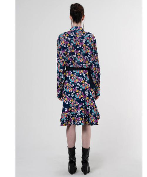 Greedius Flower Horse Print Ruffle Skirt