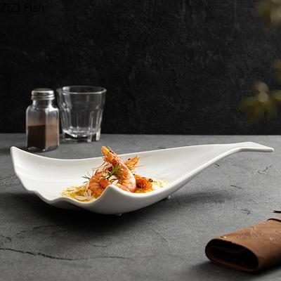 Domowy Kreatywny Talerz Jadalny w Kształcie Wachlarza Biały Talerz na Sałatkę Stek Lekki Luksus Restauracja Danie Główne Talerz Deserowy Talerz do Dekoracji Potraw