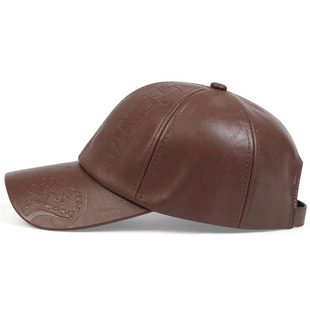 Adjustable Men Vintage Hat Casual Wear Sun Protection Hat Leather Baseball Cap Climbing Cycling