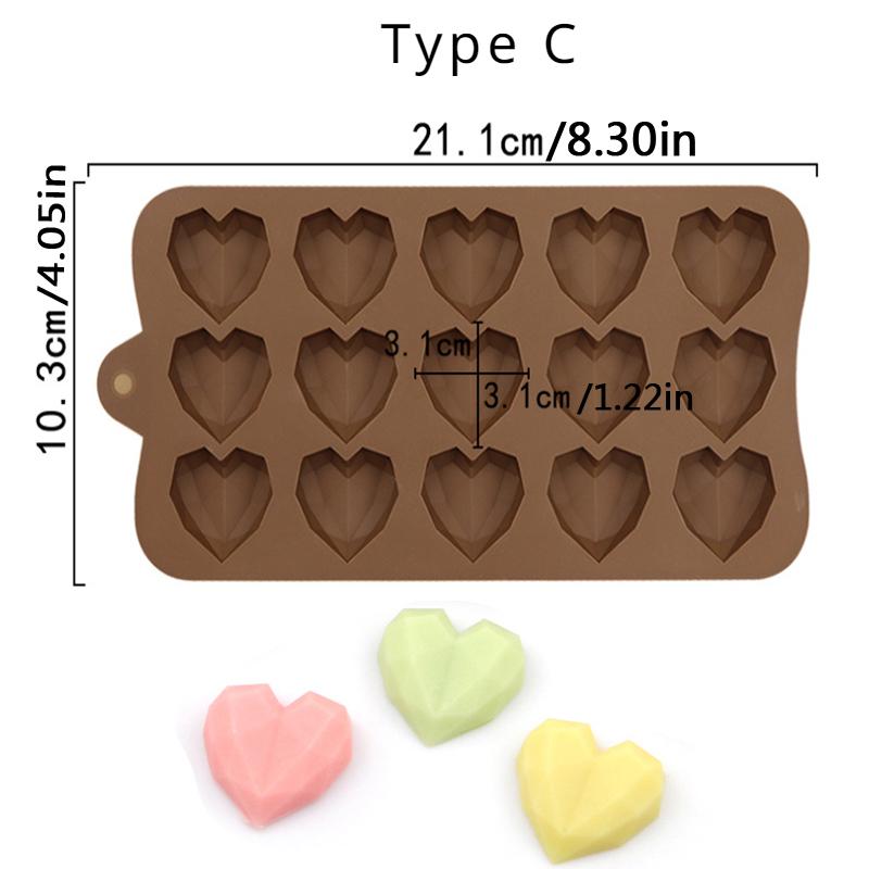 6-Cavity Diamond Heart Silicone Mold for Baking Non-Stick Valentines Day Chocolate Bomb Mold Heart Shaped Candy Soap Tray