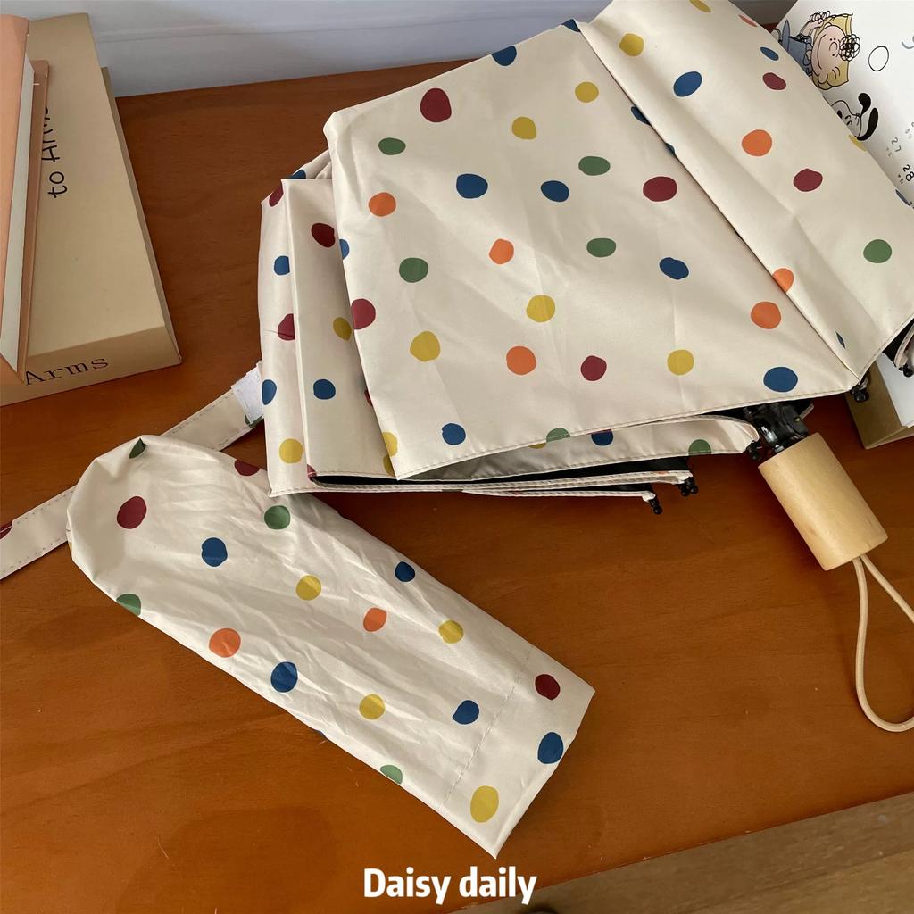 Ocean Ball Colorful Polka Dot Sun Protection Dual-Use Umbrella, Sunshade Umbrella, Black Coating Umbrella, Sun Umbrella, Foldable
