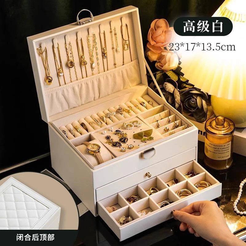 Jewelry Storage Box High-end Delicate Necklace Earrings Gold Jewelry Box Large Capacity Multi-layer Jewelry Box