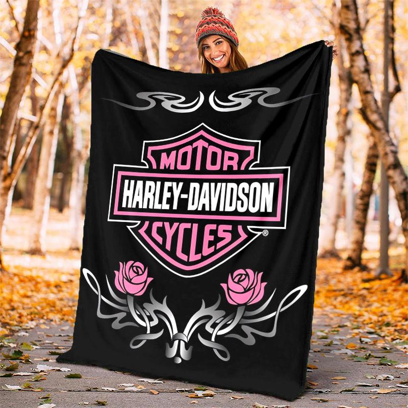 Vintage Motorcycle Flannel Blanket Soft All-Season Throw, Design for Camping, Car Travel, Hiking Sofa, Bed, Office Perfect Gift for Parties