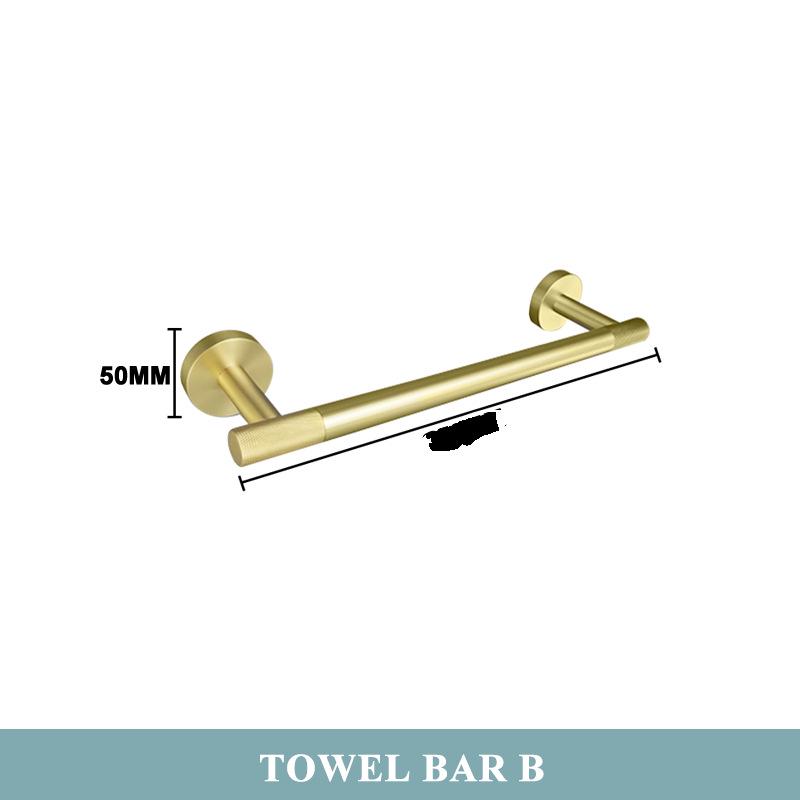 Brushed Gold 304 Stainless Steel Bathroom Set: Knurled Towel Rack, Towel Bar, Paper Holder, and Coat Hook