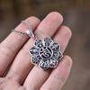 Retro Ethnic Auspicious Eight Treasures Pendant Women Jewelry Fashion Hollow Necklace 925 Silver Chain Male Neck Accessories
