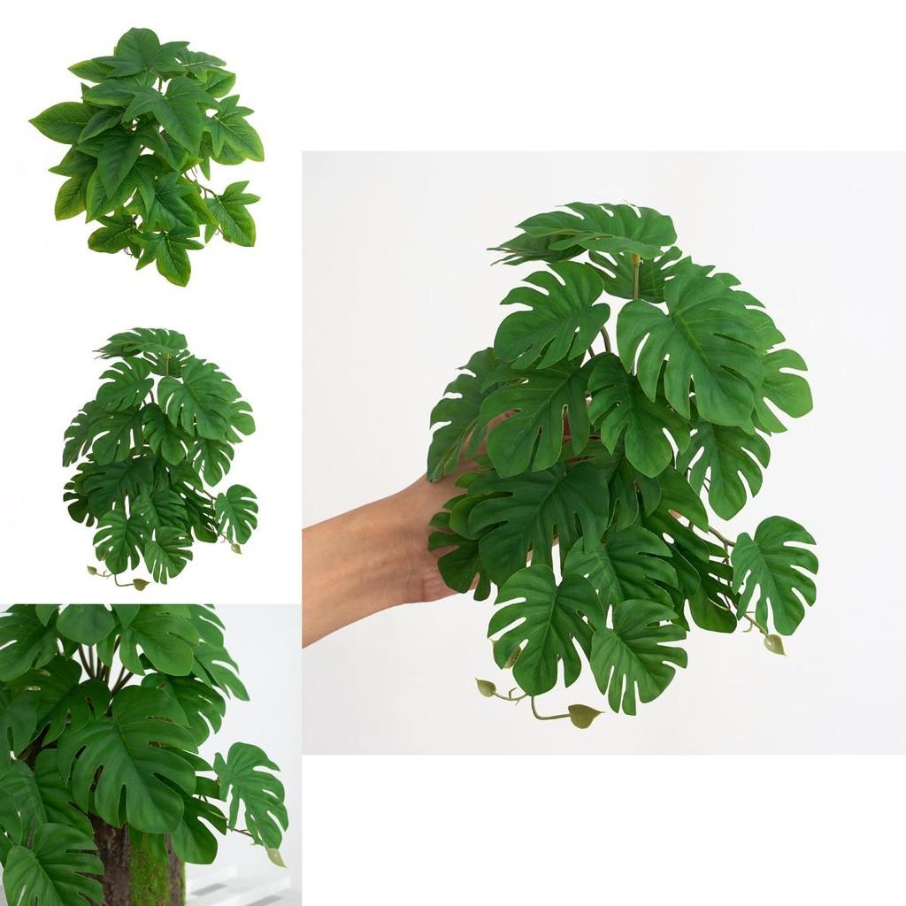 Monstera Deliciosa Fake Plant With Realistic Leaves And Wooden Support For Interior Decor And Studio Setup