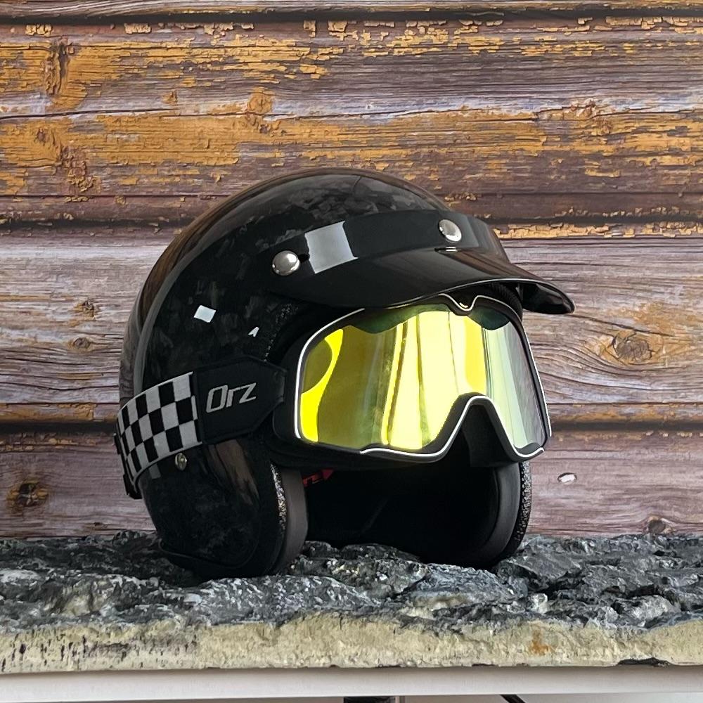 ORZ-700-DOT Approved Real Carbon Fiber 3/4 Motorcycle Helmet Wear Resistant Comfort Liner Daily Commute Cruiser Riding Gear