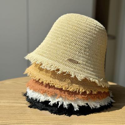 Neuer Frühling- und Sommerhut Sonnenhut Gewebter Strand Eimerhut Atmungsaktiver Eimer