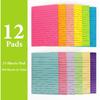 NESCCI 12 Pads Lined Sticky Notes 4x6 Sticky Notes with Lines Self-Stick Note Pads 12 Bright Multi Colors Big Rectangular Sticky Note for