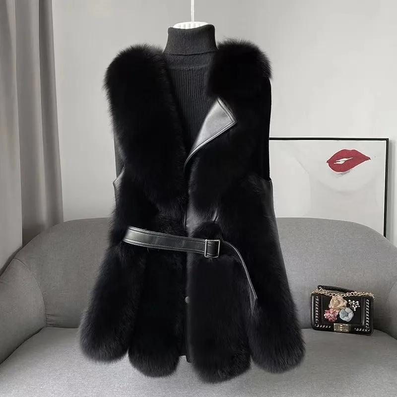 Gilet in Pelliccia Sintetica di Volpe ad Alta Fedeltà per Donna Sottile Versatile Moda di Alta Gamma Giovane Caldo Senza Maniche Cappotto Autunno/Inverno