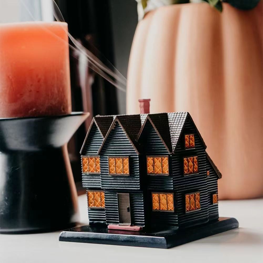 1PC Black House Incense Burner Christmas Ornaments Incense Burner Desktop Home Ornament Resin Crafts