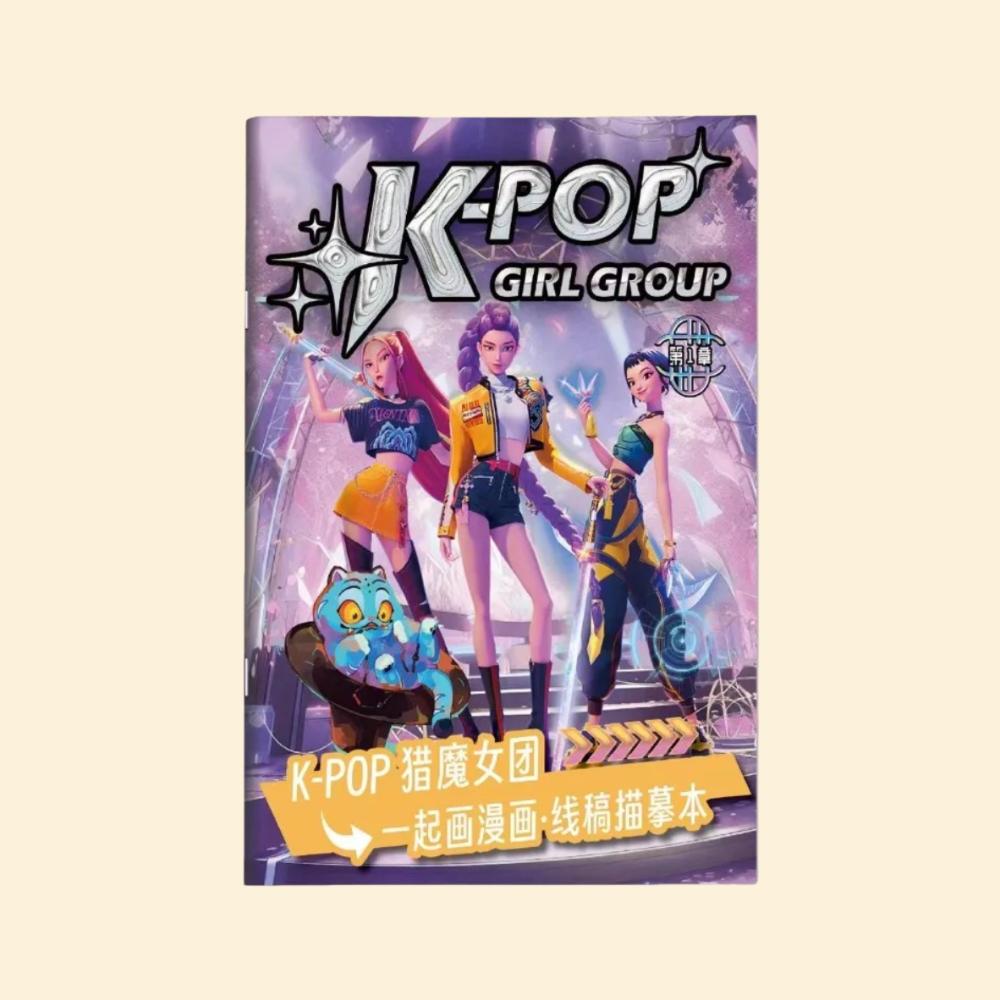 Kpop Demon Hunters Carte de Colorat Anime Schiță Linii Carte de Desen Carte cu Imagini pentru Copii Colorat Desen Colorat