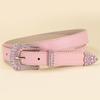 Women'S Belt Simple Pin Buckle Pu Premium Belt With Drill Belt Skirt Decorative Belt