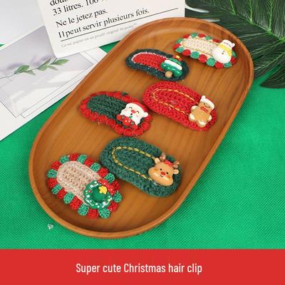 Handmade Knitted Christmas Hair Clips: Cute Santa Claus & Snowman Accessories for Adults and Kids
