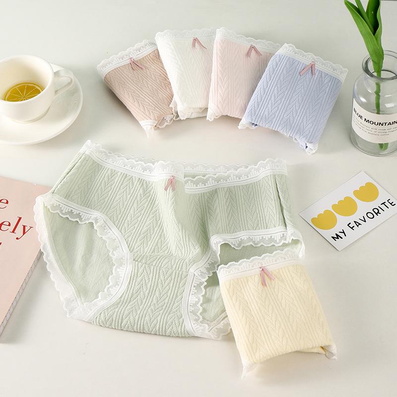Majtki damskie Średni stan Otulające biodra Niebrudzące Chmury Miękka bawełna Odczuwalne jak z kreskówki Majtki z nadrukiem w kształcie kropli Majtki damskie antybakteryjne z kroczem