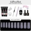 Nail Art Tool Kit 15ml Extension Gel 12Pcs Set Full Nail Polish Tips Kit DIY Manicure Essential Kit Home Beginner Nail Tools Set