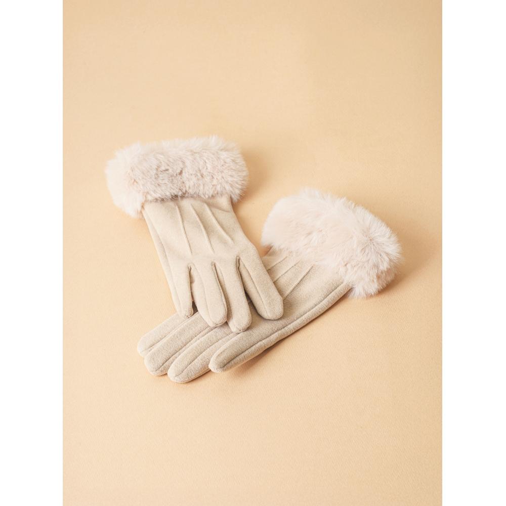DaiSo WriSt Fur Women S gloveS  Beige 
