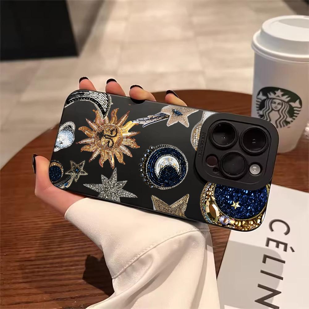 Luxury Star Moon Phone Case For iPhone 7 8 16 14 15 Plus XS XR X For iPhone 16 15 17 14 13 12 11 Pro Max Soft Silicone TPU Funda