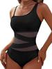 Swimsuit 1011 One-piece Bikini Sexy Solid Color Stitching Mesh Swimsuit Female Bikini