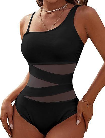 Swimsuit 1011 One-piece Bikini Sexy Solid Color Stitching Mesh Swimsuit Female Bikini