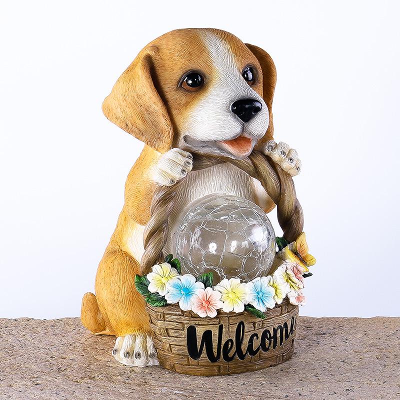 American-Style Solar Dog Night Light: Cute Garden Animal Ornament