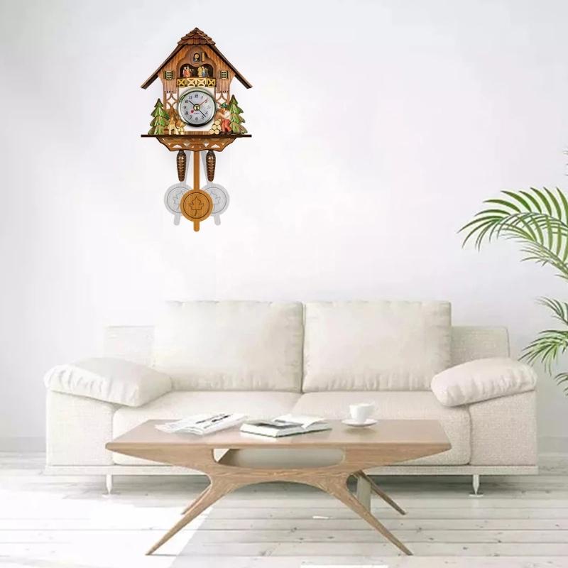 Traditionelle Kuckuckswanduhr aus Holz für Wohnzimmer mit leisem Uhrwerk Dekorative Wanduhr Genaue Uhrwerke