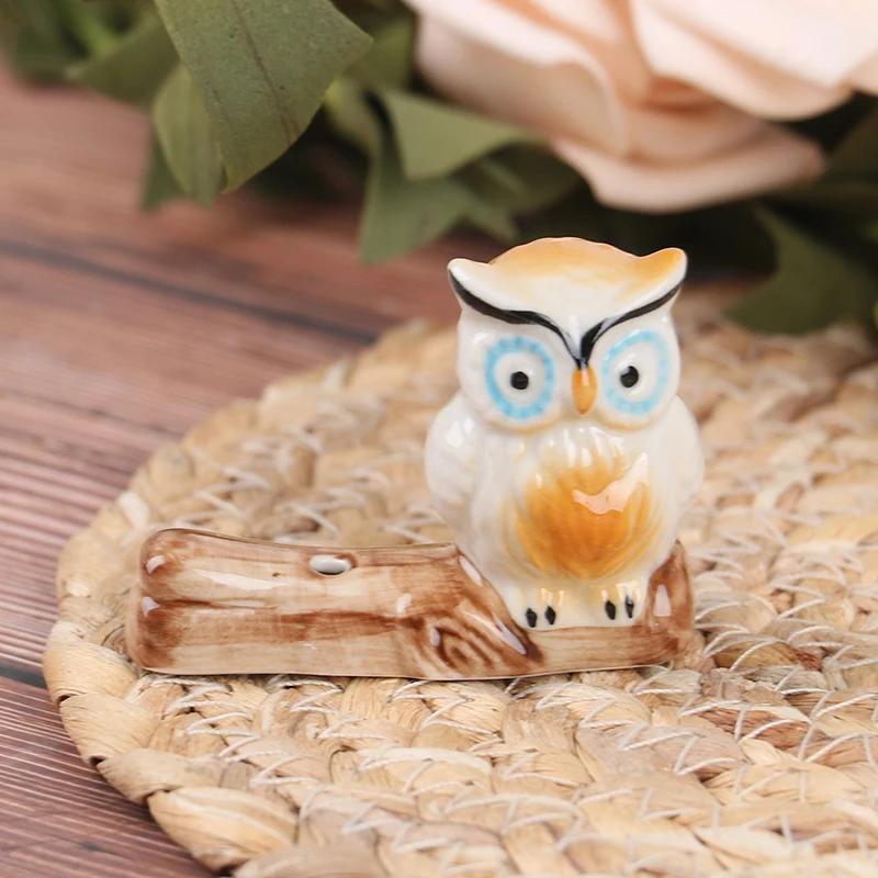 Ceramic Owl Incense Stick Rack Holder Japanese Retro Pattern Incense Base Tea Ceremony Accessories Home Decoration