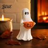 Small Figurines for Bedroom Resin Ghost Statue with Pumpkin Candy Bowl Halloween Table Decor Decorations Cute Desktop Organizer Living Room