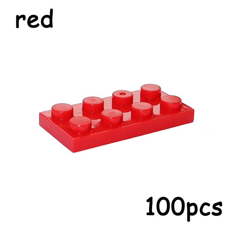 100PCS Size 2x4 Dot Plate 3020 MOC Assemble Particles DIY Building Blocks 2*4 Figures Bricks Educational Creative Toy for Kid