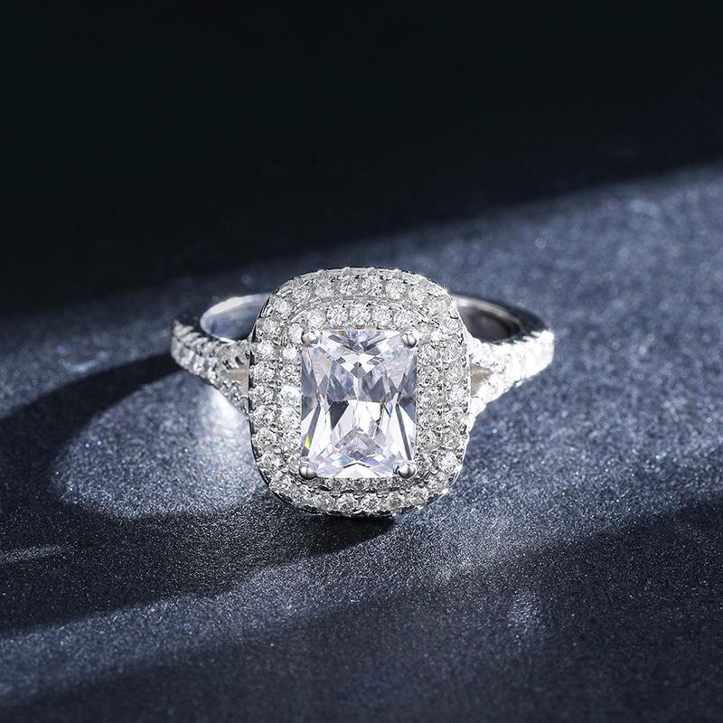 Modian Female Rectangle Clear CZ Ring Classic 925 Sterling Silver Wedding Engagement Rings For Women Fine Jewelry
