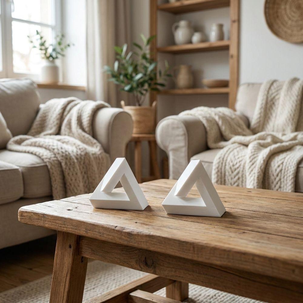 3D Printed Impossible Triangle Ornament Triangle Optical Paradox Craft Decor Study Desk