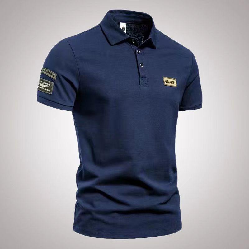Summer Embroidered Short-Sleeved Tops Polo Shirts Men Free Ironing Business Men's Large Size Loose Polos