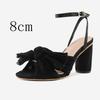 Satin Bow Thick With A Line Buckle Sandals 2025 New Gentle Wind French Fairy All Match Sandals