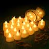 24Pcs Heart Shape Heart LED Candle Light Plastic LED Flameless Tealight Candles  Table Decorations