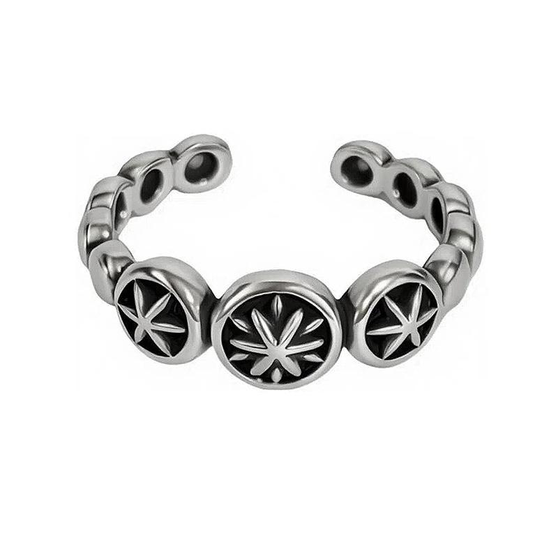 Personalized Retro Retro Octagram Iris Open Ring Stacked With Trendy Punk Plain Ring Index Finger Ring For Women