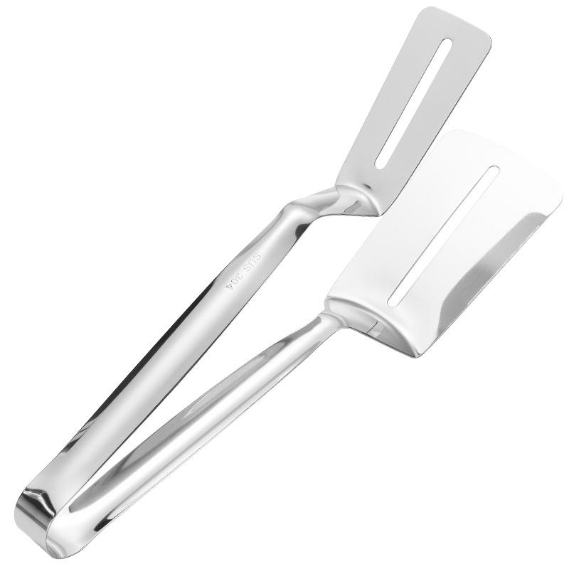 304 Stainless Steel Multi-functional Kitchen Tongs & Fish Spatula for BBQ, Steak, Bread, and More